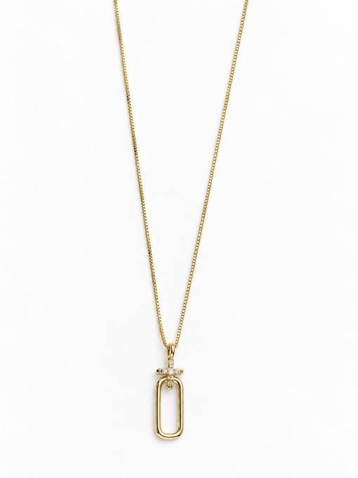 Colar Com Símbolo De Cruz Cravejada, Dourado