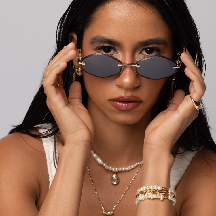 Colar Com Pingente Cristal Alba Dourado