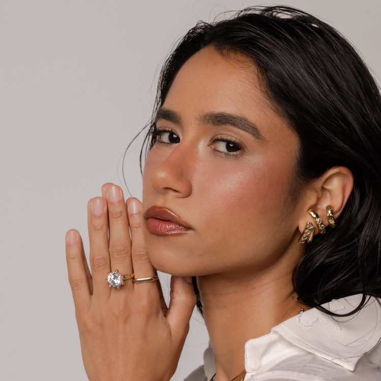 Piercing Com Cristal Alba Dourado