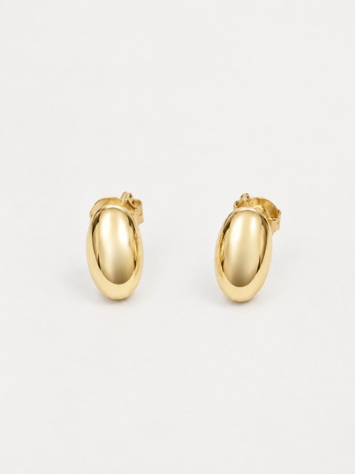 Brinco Oval Tamanho Médio Dourado
